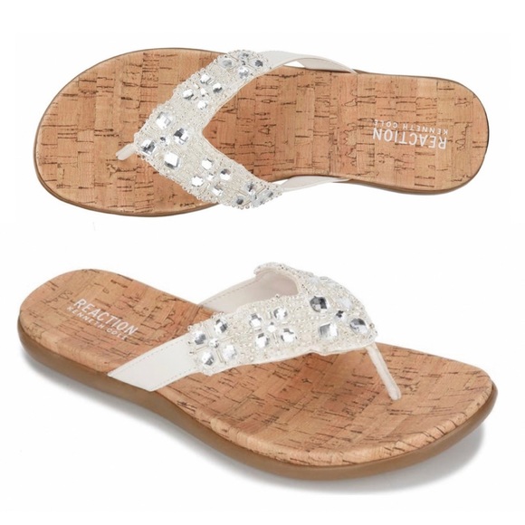 Kenneth Cole Shoes - Kenneth Cole Jewel Embellished GlamAthon Flip Flop